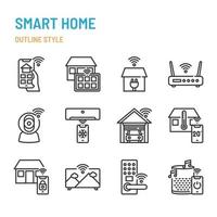 Smart Home related in outline icon and symbol set vector