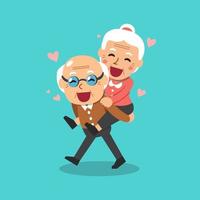 Vector cartoon illustration of happy grandparents