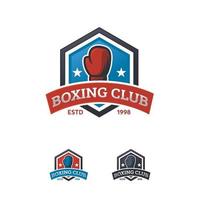 insignia de diseños de logotipo de deporte de boxeo, vector de campeonato de emblema