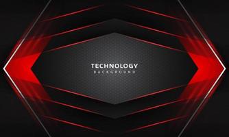3D Overlap layers effect with red color light decoration. modern technology design template. vector