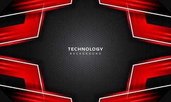 3D Overlap layers effect with red color light decoration. modern technology design template. vector
