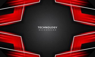 3D Overlap layers effect with red color light decoration. modern technology design template. vector