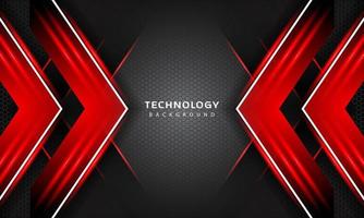 3D Overlap layers effect with red color light decoration. modern technology design template. vector