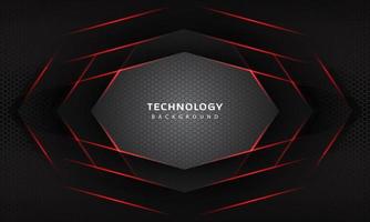 3D Overlap layers effect with red color light decoration. modern technology design template. vector