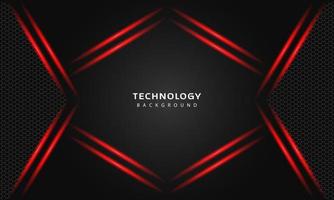 3D Overlap layers effect with red color light decoration. modern technology design template. vector