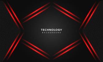 3D Overlap layers effect with red color light decoration. modern technology design template. vector