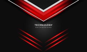 3D Overlap layers effect with red color light decoration. modern technology design template. vector