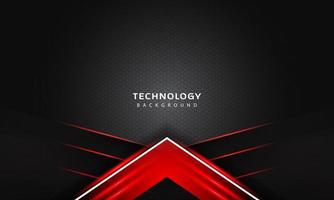 3D Overlap layers effect with red color light decoration. modern technology design template. vector