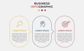 Plantilla mínima de infografías de negocios. línea de tiempo con 3 pasos, opciones e iconos de marketing vector