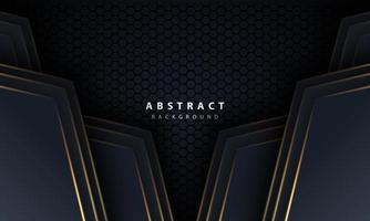 Abstract gold line arrow on black with hexagon mesh design modern luxury futuristic technology background vector illustration.