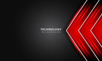 3D Overlap layers effect with red color light decoration. modern technology design template. vector