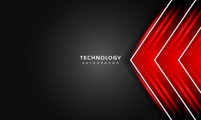 3D Overlap layers effect with red color light decoration. modern technology design template.