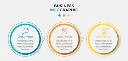 Minimal Business Infographics template. Timeline with 3 steps, options and marketing icons vector