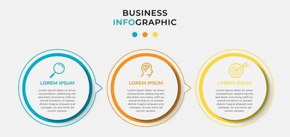 Plantilla mínima de infografías de negocios. línea de tiempo con 3 pasos, opciones e iconos de marketing vector