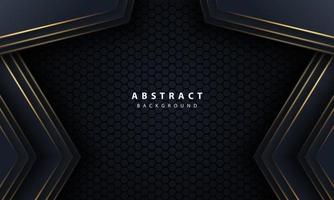 Abstract gold line arrow on black with hexagon mesh design modern luxury futuristic technology background vector illustration.