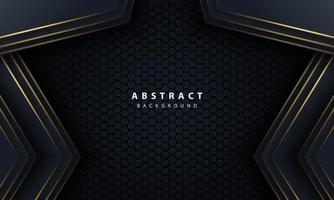 Abstract gold line arrow on black with hexagon mesh design modern luxury futuristic technology background vector illustration.