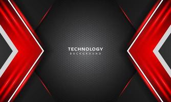 3D Overlap layers effect with red color light decoration. modern technology design template. vector