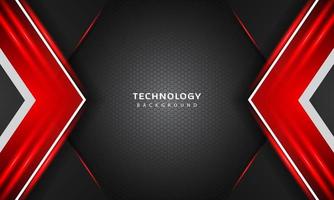 3D Overlap layers effect with red color light decoration. modern technology design template. vector