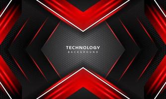 3D Overlap layers effect with red color light decoration. modern technology design template. vector