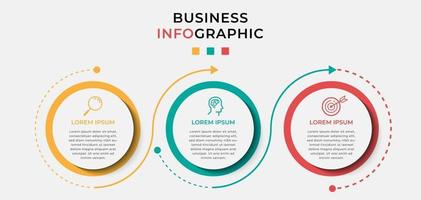 Minimal Business Infographics template. Timeline with 3 steps, options and marketing icons vector