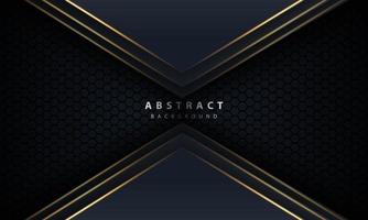 Abstract gold line arrow on black with hexagon mesh design modern luxury futuristic technology background vector illustration.