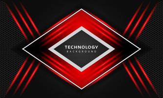 3D Overlap layers effect with red color light decoration. modern technology design template. vector