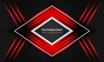 3D Overlap layers effect with red color light decoration. modern technology design template. vector