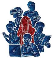 Group of People Using Digital Devices vector