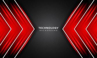 3D Overlap layers effect with red color light decoration. modern technology design template. vector