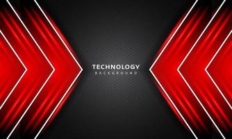 3D Overlap layers effect with red color light decoration. modern technology design template. vector