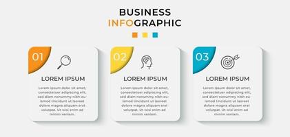 Plantilla mínima de infografías de negocios. línea de tiempo con 3 pasos, opciones e iconos de marketing vector