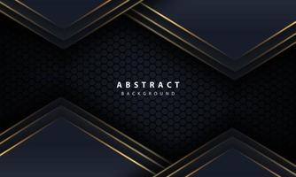 Abstract gold line arrow on black with hexagon mesh design modern luxury futuristic technology background vector illustration.