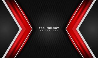 3D Overlap layers effect with red color light decoration. modern technology design template. vector