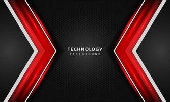 3D Overlap layers effect with red color light decoration. modern technology design template. vector