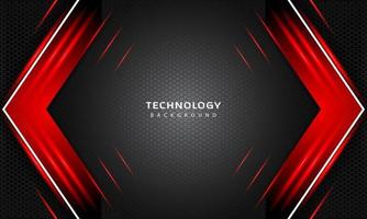 3D Overlap layers effect with red color light decoration. modern technology design template. vector