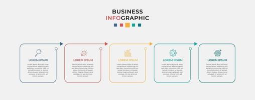 Business Infographic design template Vector with icons and 5 five options or steps