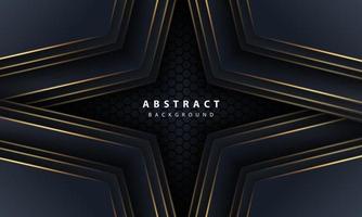 Abstract gold line arrow on black with hexagon mesh design modern luxury futuristic technology background vector illustration.