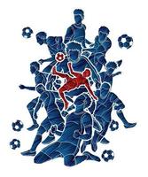 Group of Soccer Men Players Action Poses vector