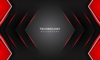 3D Overlap layers effect with red color light decoration. modern technology design template. vector