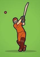 pose de acción de jugador de cricket vector