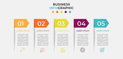 vector de plantilla de diseño de infografía empresarial con iconos y 5 cinco opciones o pasos