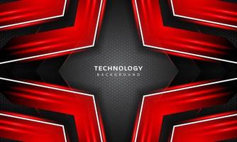 3D Overlap layers effect with red color light decoration. modern technology design template. vector