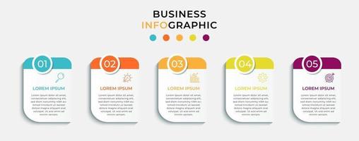 Business Infographic design template Vector with icons and 5 five options or steps