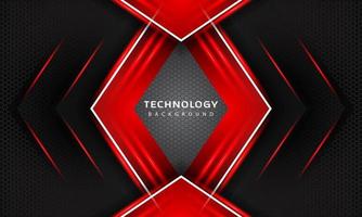 3D Overlap layers effect with red color light decoration. modern technology design template. vector