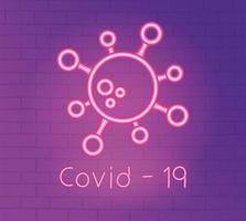 Neon light with coronavirus prevention icon vector