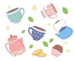 coffee and tea cute background vector