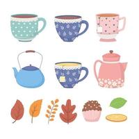 coffee and tea icon set vector