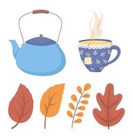 coffee and tea icon set vector