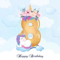 Cute doodle unicorn with numbering illustration vector