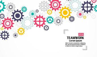 Gears wheels over white background. teamwork creative concept. colorful design. Vector illustration